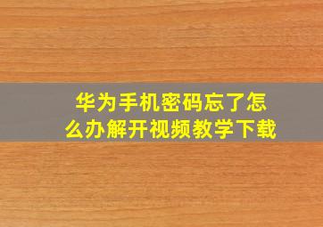 华为手机密码忘了怎么办解开视频教学下载