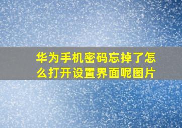 华为手机密码忘掉了怎么打开设置界面呢图片