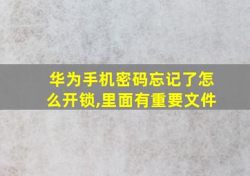 华为手机密码忘记了怎么开锁,里面有重要文件