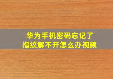 华为手机密码忘记了指纹解不开怎么办视频