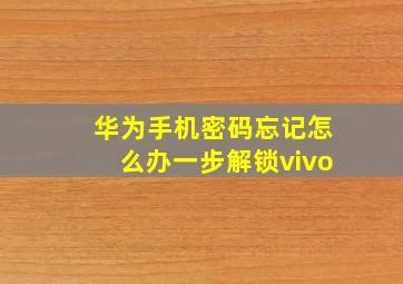 华为手机密码忘记怎么办一步解锁vivo