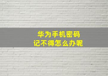 华为手机密码记不得怎么办呢