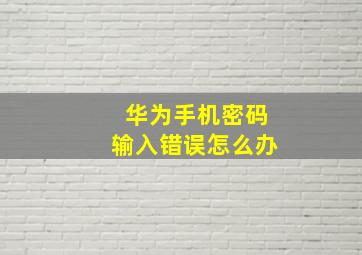 华为手机密码输入错误怎么办