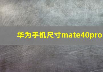 华为手机尺寸mate40pro