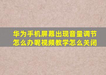 华为手机屏幕出现音量调节怎么办呢视频教学怎么关闭