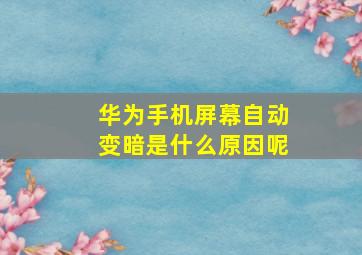 华为手机屏幕自动变暗是什么原因呢