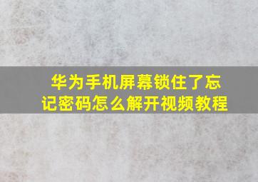 华为手机屏幕锁住了忘记密码怎么解开视频教程