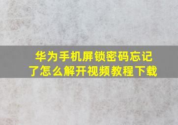 华为手机屏锁密码忘记了怎么解开视频教程下载