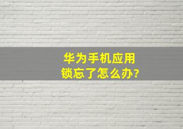 华为手机应用锁忘了怎么办?