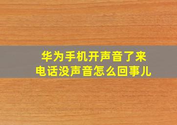 华为手机开声音了来电话没声音怎么回事儿