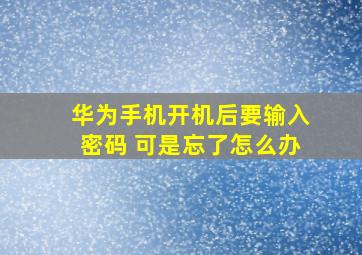 华为手机开机后要输入密码 可是忘了怎么办