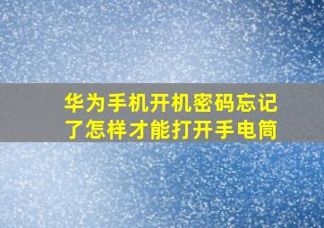 华为手机开机密码忘记了怎样才能打开手电筒