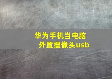 华为手机当电脑外置摄像头usb