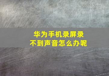 华为手机录屏录不到声音怎么办呢