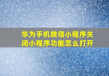 华为手机微信小程序关闭小程序功能怎么打开