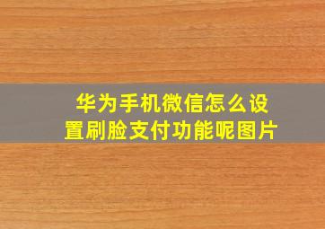 华为手机微信怎么设置刷脸支付功能呢图片