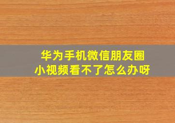 华为手机微信朋友圈小视频看不了怎么办呀