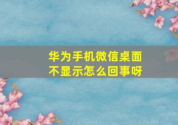 华为手机微信桌面不显示怎么回事呀