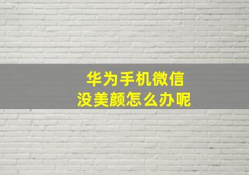 华为手机微信没美颜怎么办呢