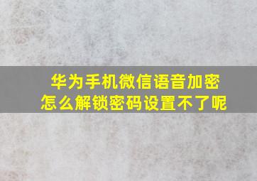 华为手机微信语音加密怎么解锁密码设置不了呢