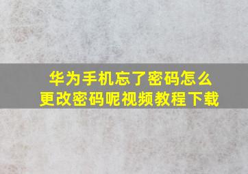 华为手机忘了密码怎么更改密码呢视频教程下载