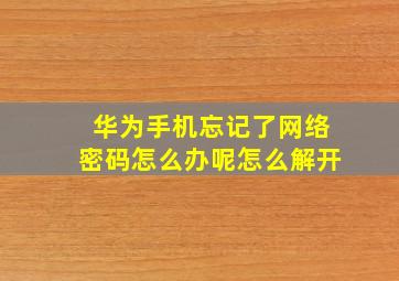 华为手机忘记了网络密码怎么办呢怎么解开