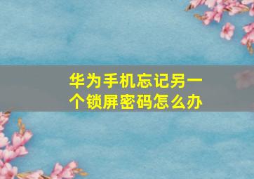 华为手机忘记另一个锁屏密码怎么办