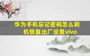 华为手机忘记密码怎么刷机恢复出厂设置vivo