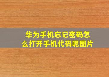 华为手机忘记密码怎么打开手机代码呢图片