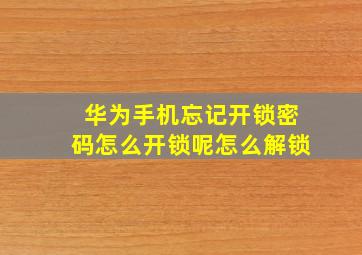 华为手机忘记开锁密码怎么开锁呢怎么解锁