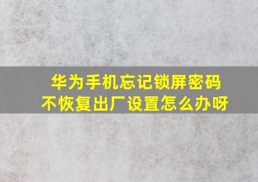 华为手机忘记锁屏密码不恢复出厂设置怎么办呀