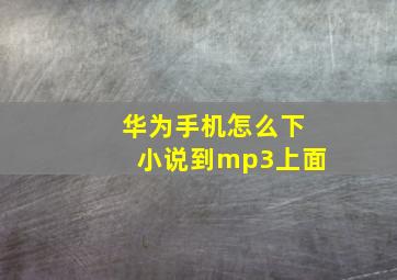 华为手机怎么下小说到mp3上面