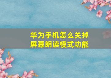 华为手机怎么关掉屏幕朗读模式功能