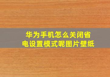 华为手机怎么关闭省电设置模式呢图片壁纸