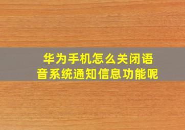 华为手机怎么关闭语音系统通知信息功能呢