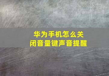 华为手机怎么关闭音量键声音提醒