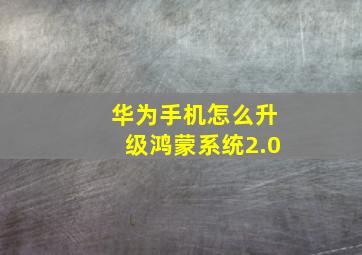 华为手机怎么升级鸿蒙系统2.0