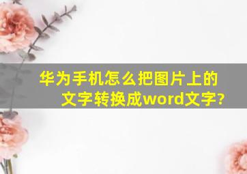 华为手机怎么把图片上的文字转换成word文字?