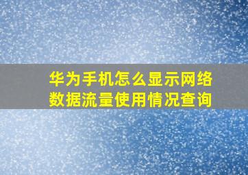 华为手机怎么显示网络数据流量使用情况查询