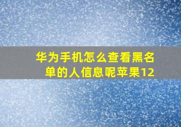 华为手机怎么查看黑名单的人信息呢苹果12