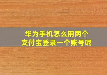 华为手机怎么用两个支付宝登录一个账号呢