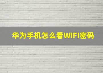 华为手机怎么看WIFI密码