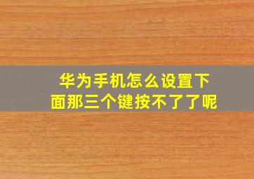 华为手机怎么设置下面那三个键按不了了呢