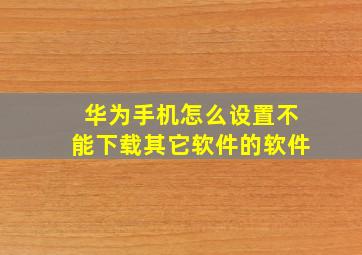 华为手机怎么设置不能下载其它软件的软件