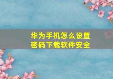 华为手机怎么设置密码下载软件安全