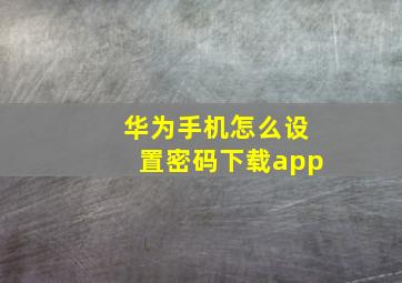 华为手机怎么设置密码下载app