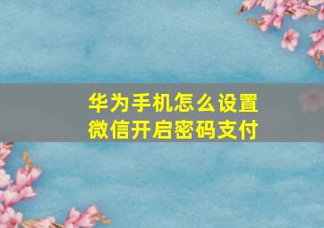 华为手机怎么设置微信开启密码支付