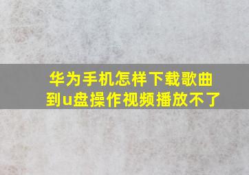 华为手机怎样下载歌曲到u盘操作视频播放不了