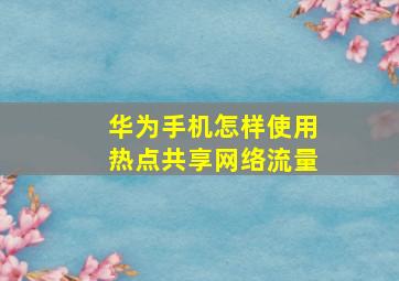 华为手机怎样使用热点共享网络流量