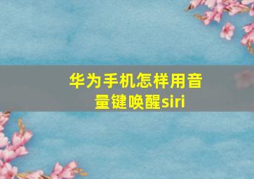 华为手机怎样用音量键唤醒siri